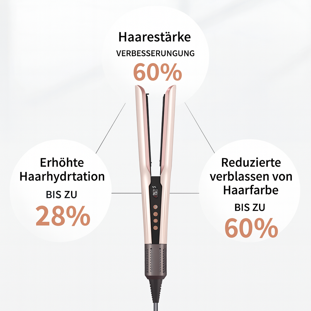 2-in-1 Glätteisen & Föhn – Haarglätter mit Ionen-Technologie, Keramikplatten, Schnellaufheizung, für glattes & glänzendes Haar