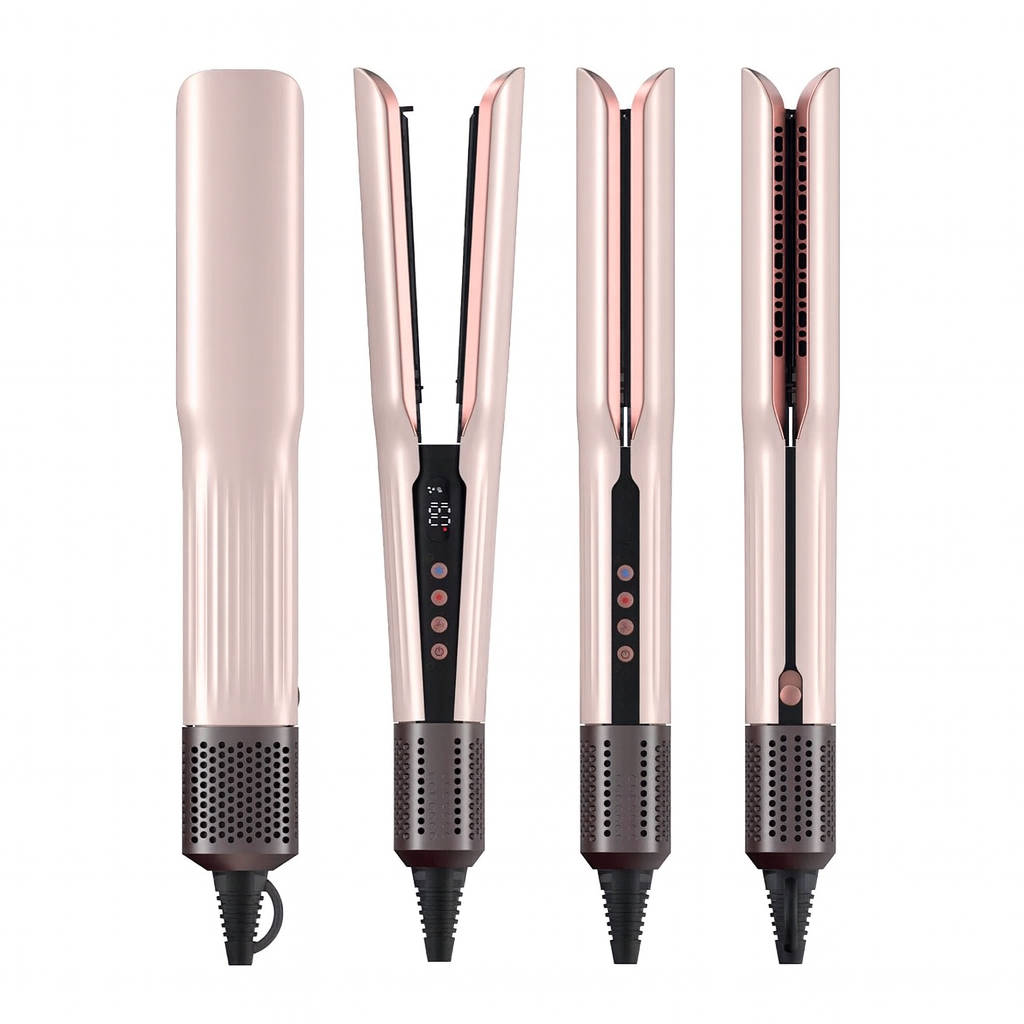 2-in-1 Glätteisen & Föhn – Haarglätter mit Ionen-Technologie, Keramikplatten, Schnellaufheizung, für glattes & glänzendes Haar