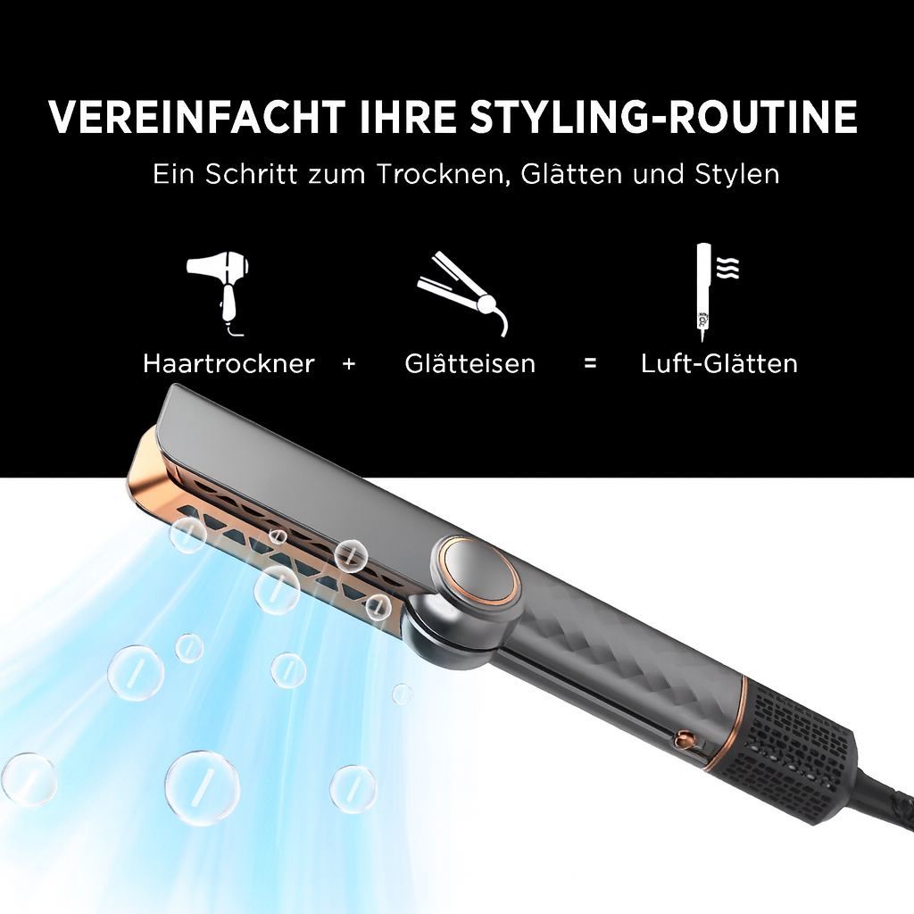 2-in-1 Glätteisen & Föhn – Haarglätter mit Ionen-Technologie, Keramikplatten, Schnellaufheizung, für glattes & glänzendes Haar