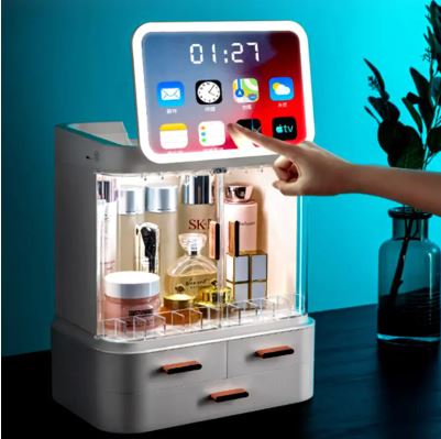 Multifunktionale Aufbewahrungsbox mit integriertem LED-Bildschirm